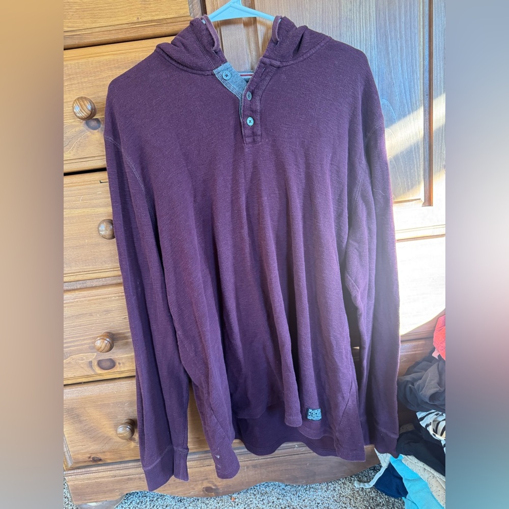 Men's Casual Plum Hooded Henley